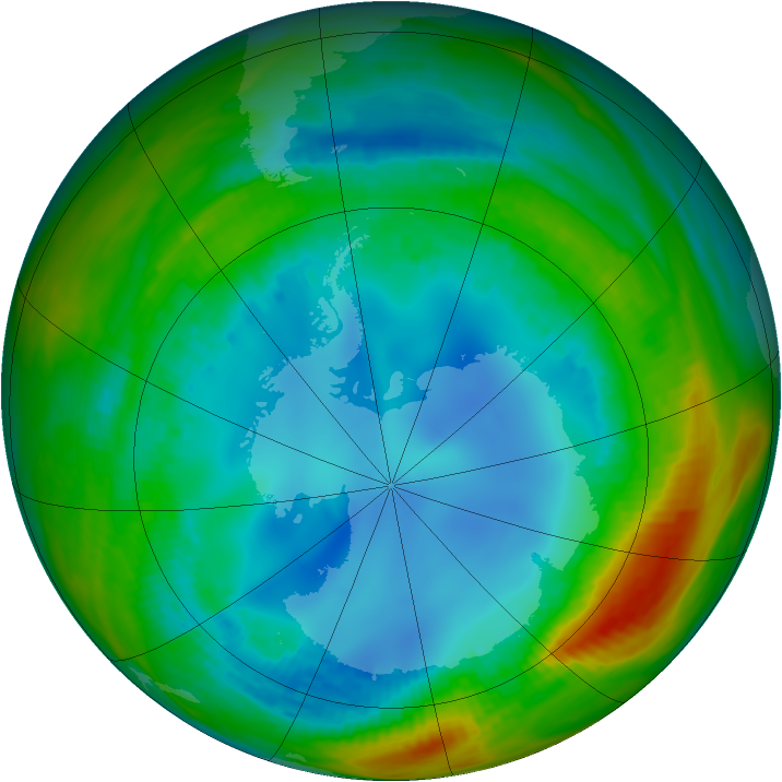 Antarctic ozone map for 04 August 1991